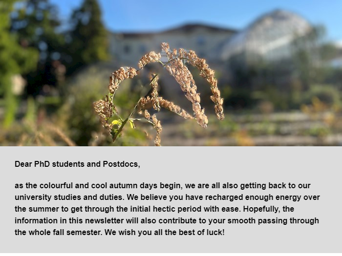 Newsletter for PhD students and Postdocs of the Faculty of Science MU 10/2024 CZ