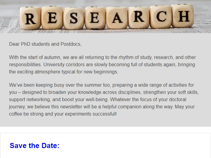 Newsletter for PhD students and Postdocs of the Faculty of Science MU 10/2025 CZ