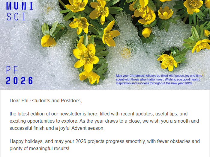 Newsletter for PhD students and Postdocs of the Faculty of Science MU 12/2025