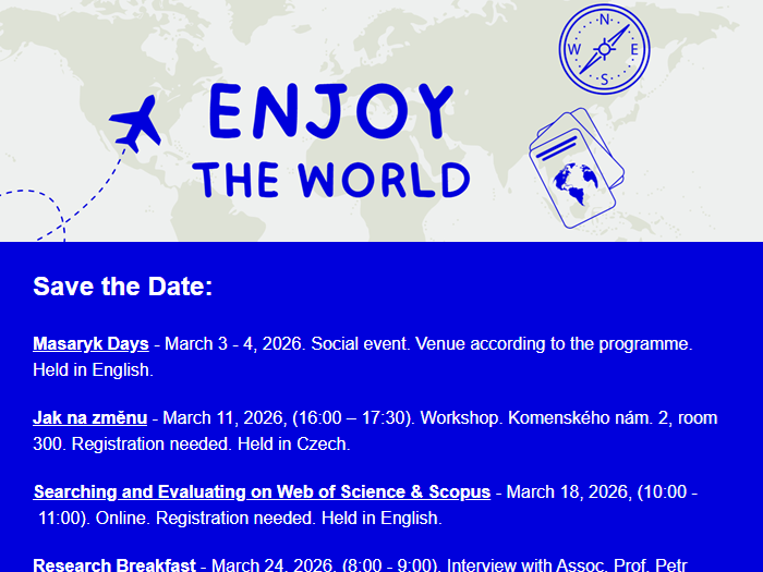 Newsletter for PhD students and Postdocs of the Faculty of Science MU 3/2026