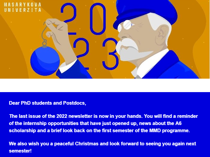 Newsletter for PhD students and Postdocs of the Faculty of Science MU 01/2023