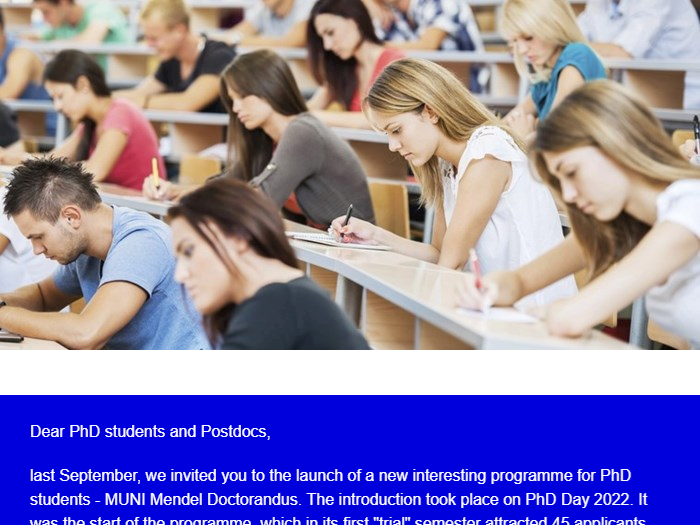 Newsletter for PhD students and Postdocs of the Faculty of Science MU 1/23